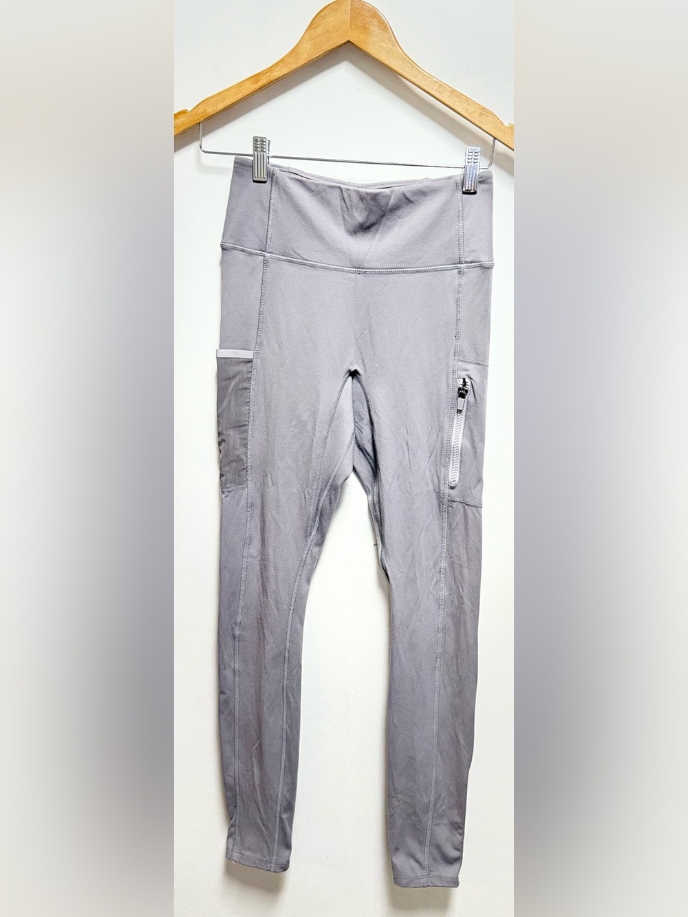 Fabletics Gray High-Waist Performance Leggings with Side Zip Pocket - Picture 2 of 10